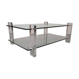 Table basse en verre et lucite de Karl Springer, USA vers 1980