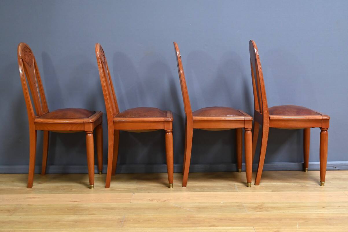 Set of 4 stained beech chairs, Art Deco – 1910