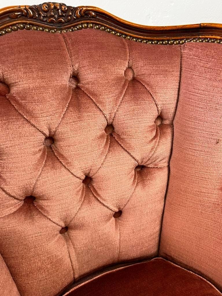 Vintage baroque armchair in old rose / single armchair