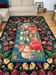Large bohemian handwoven rug with amazing scenery and floral design, made in Romania 315x195cm
