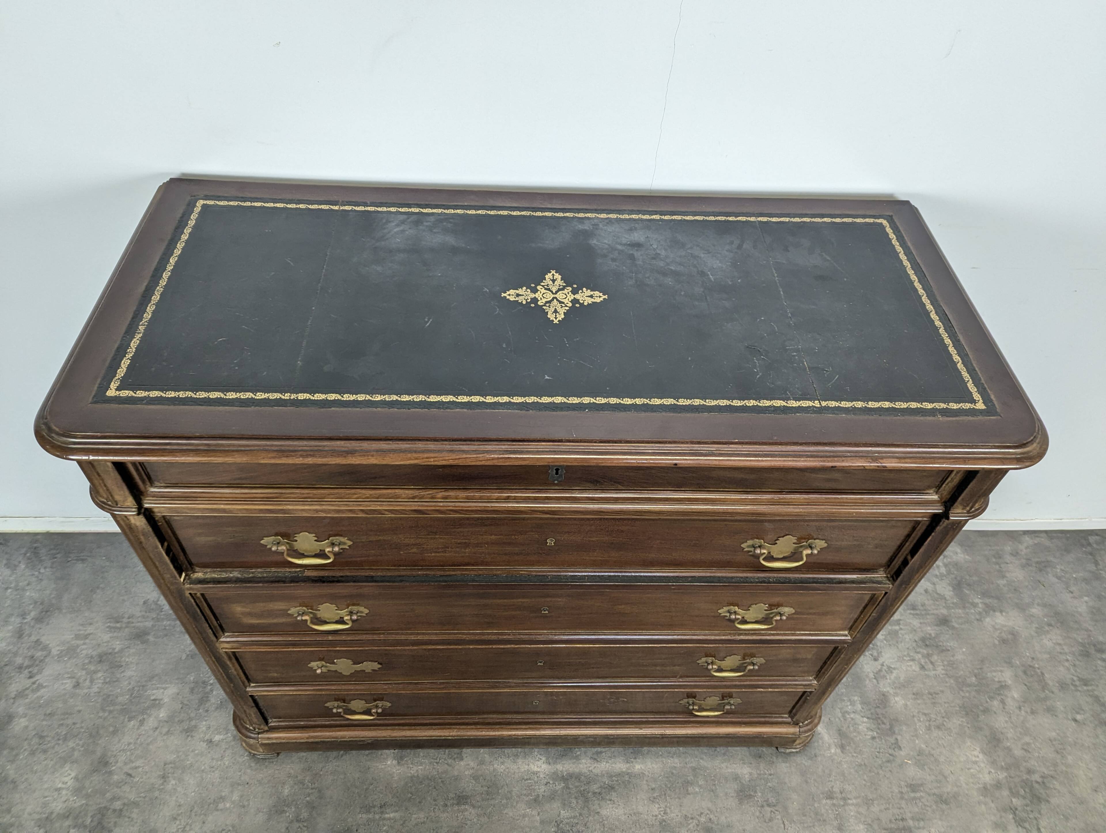 English mahogany secretary chest of drawers