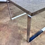 Vintage coffee table slate top and chrome base by Peter Draenert