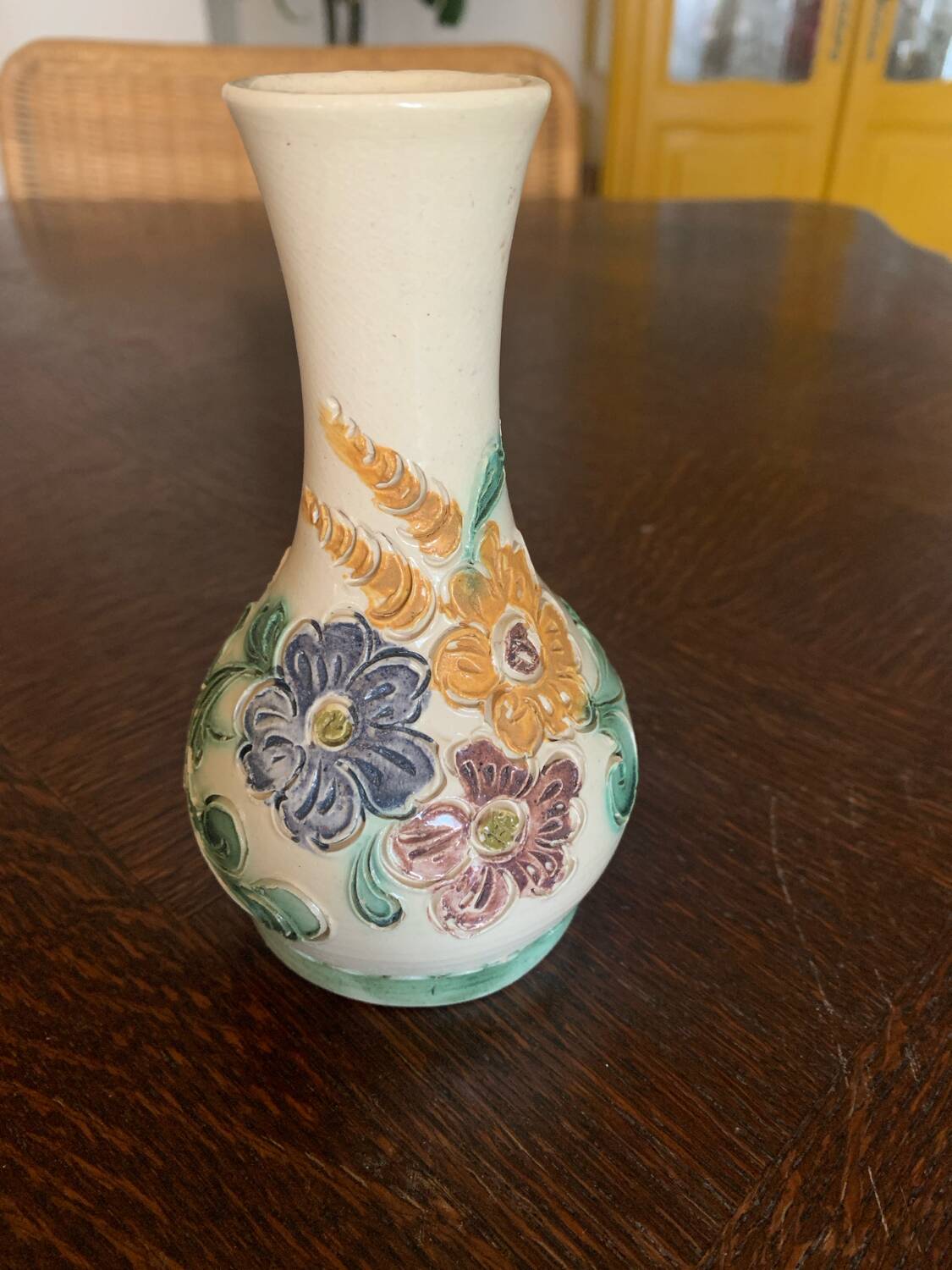 Remmy fils stoneware soliflore vase with vintage flower decor