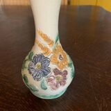 Vase soliflore Remmy fils grès décor fleurs vintage