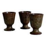 Set of 3 small enamelled ceramic mugs