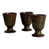 Set of 3 small enamelled ceramic mugs