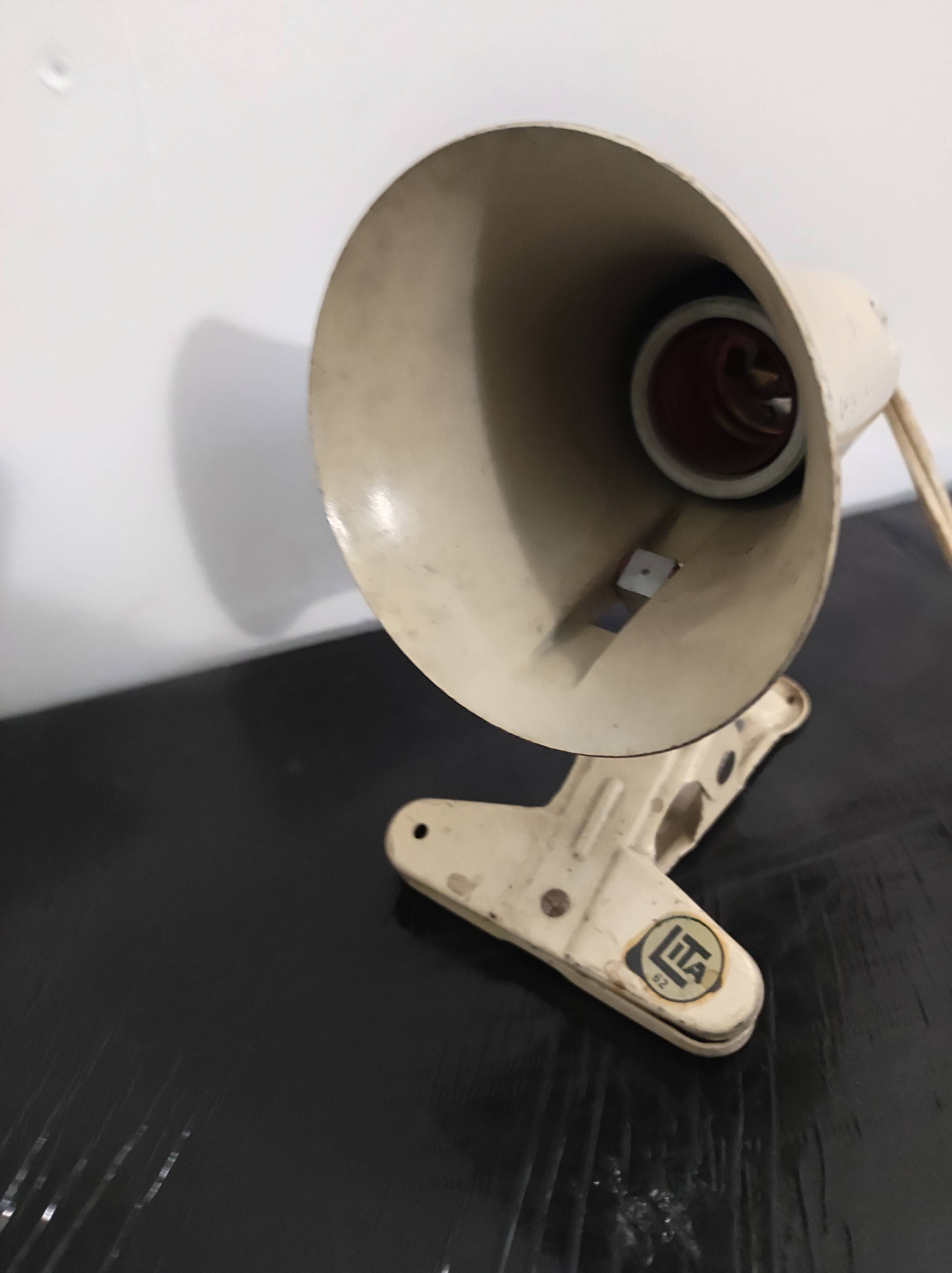 Spot à Pince LITA Vintage Années 60 - Lampe Déco Industrielle En Aluminium - Gris