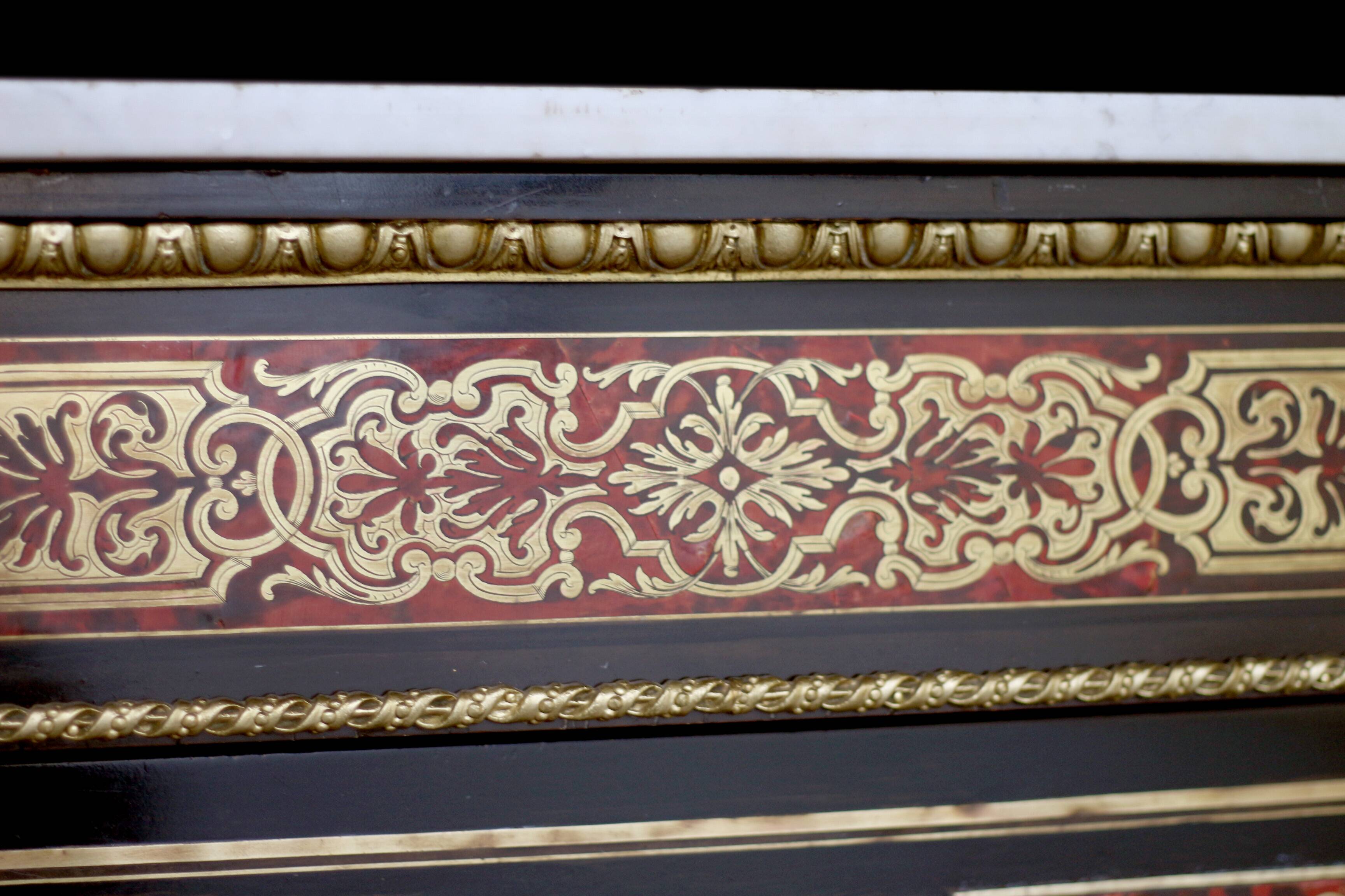 Napoleon III sideboard (late 19th century), marble, Boulle marquetry.