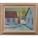 Original Swedish Oil on Canvas – "Vinter Kväll Viks" by Albert Krüger (1885–1965) – Signed – 1945 – Vintage and Framed