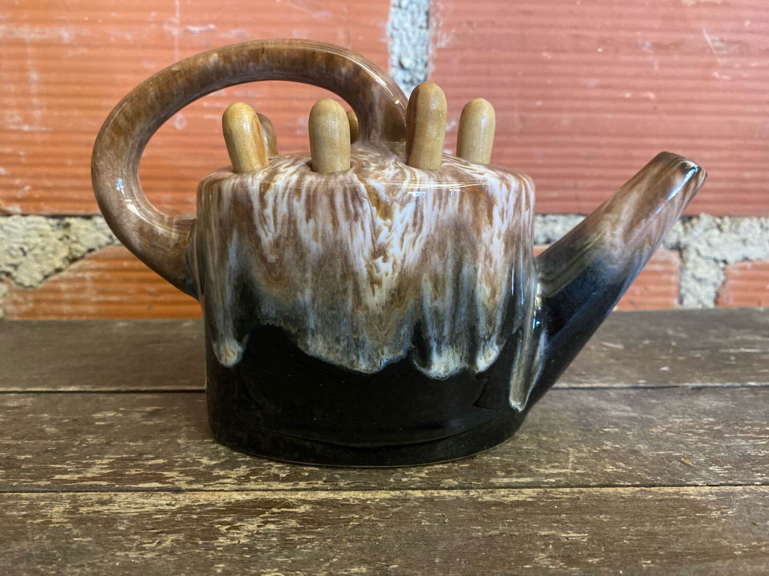 Vintage ceramic flower vase alphonse mouton watering can