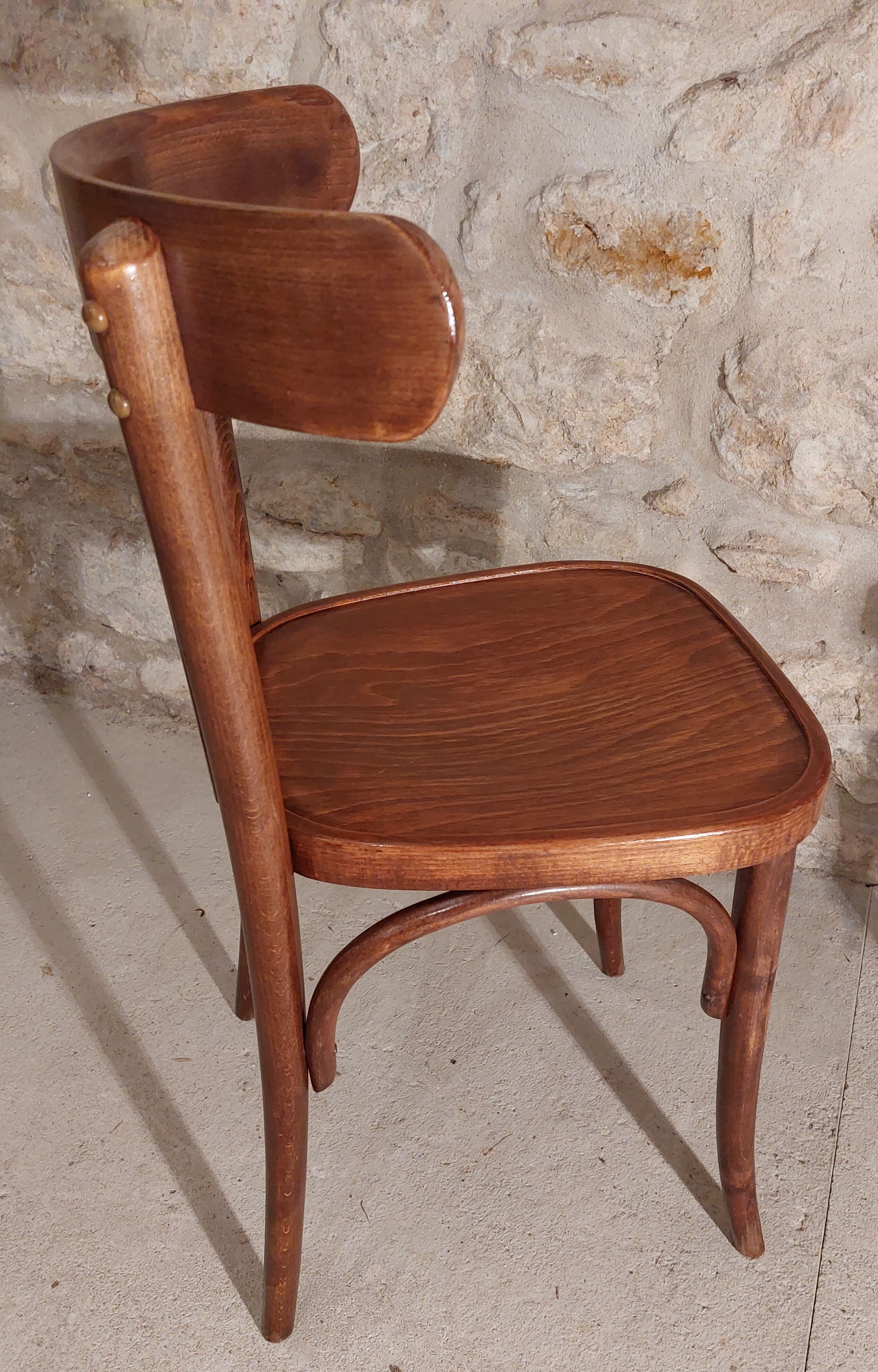 Pair of bistro chairs 5 bars Czechoslovakia 1950