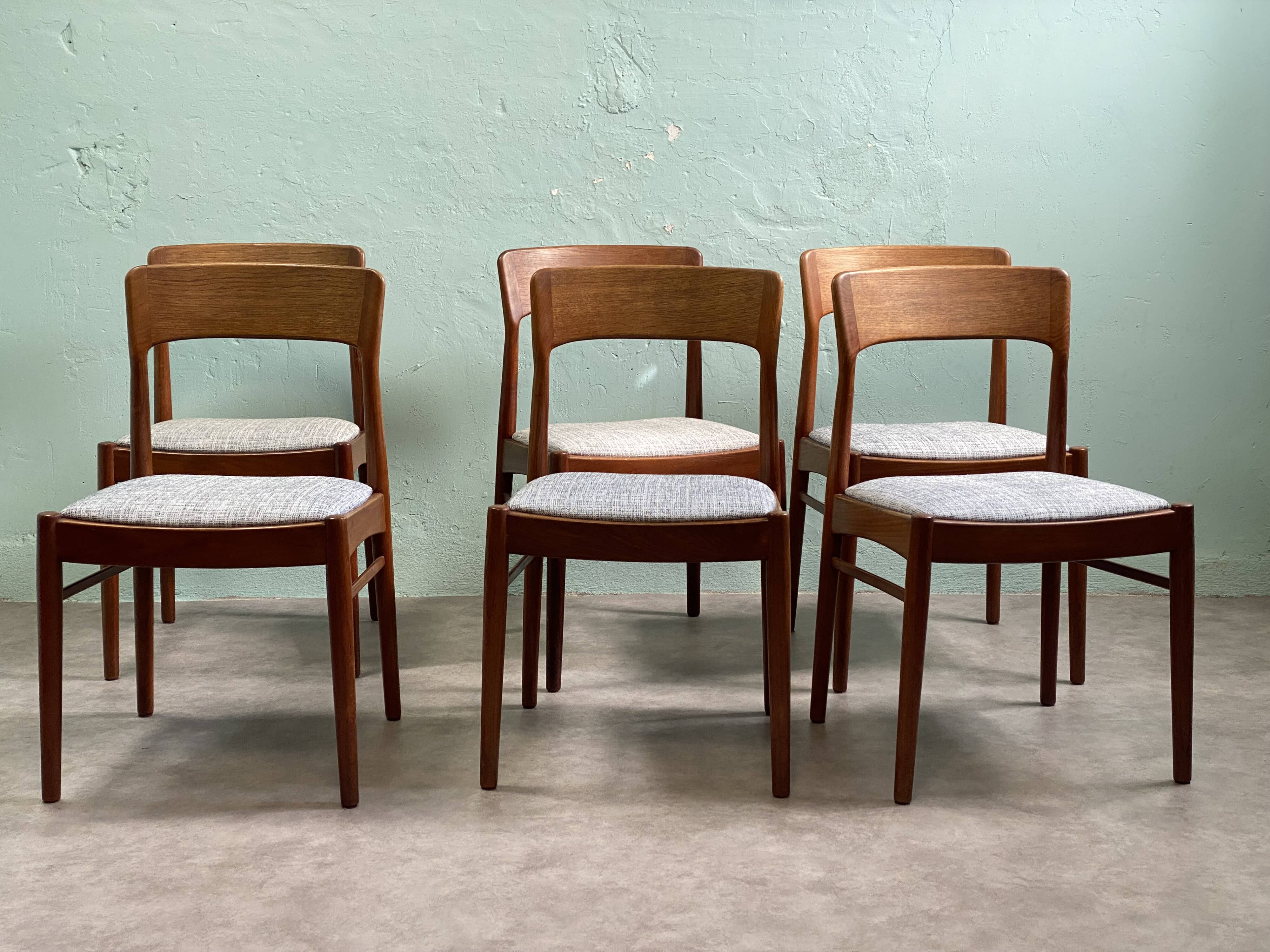 6 Danish chairs by Henning Kjaernulf in teak.