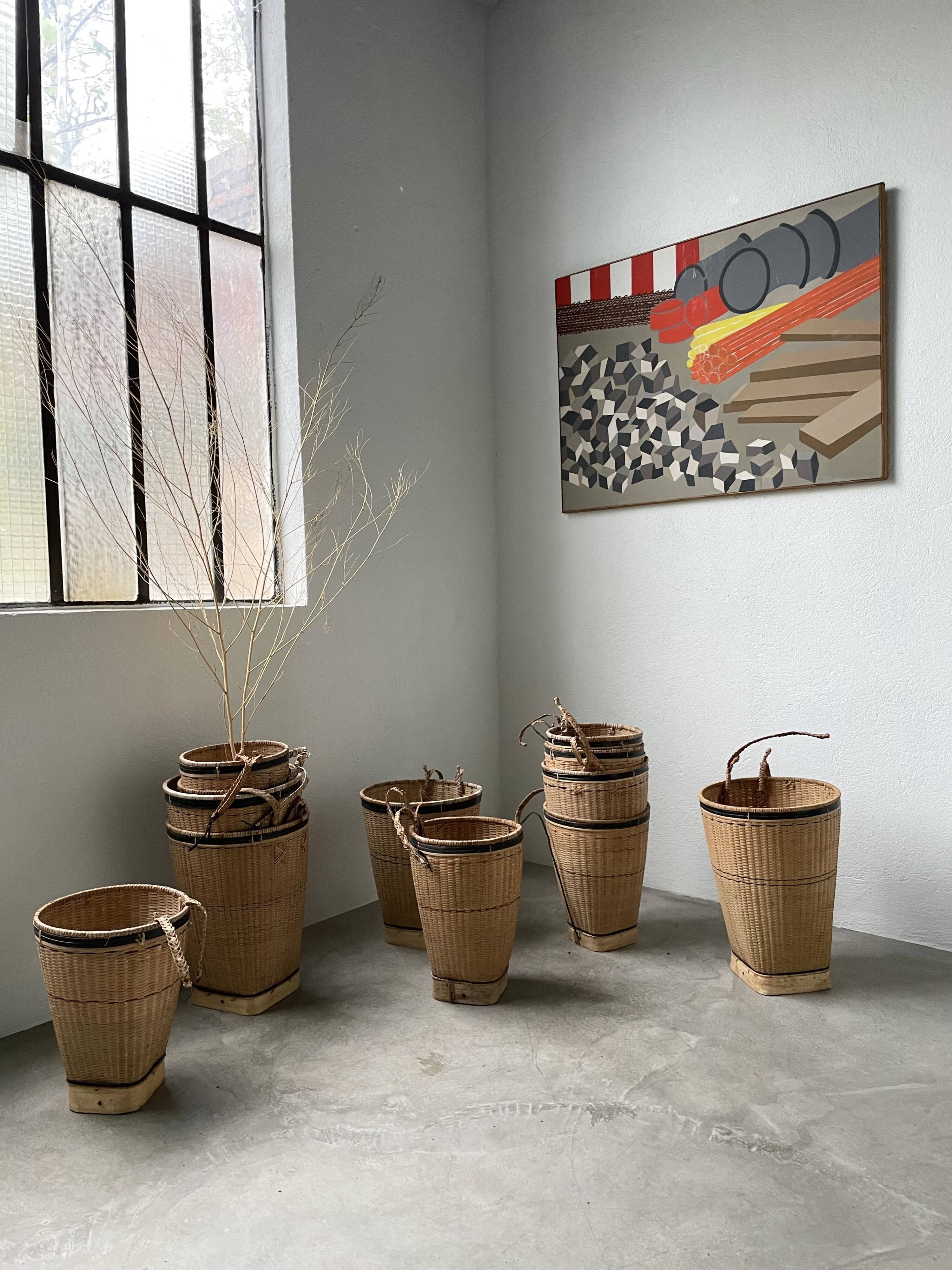 Lot of old grocery baskets