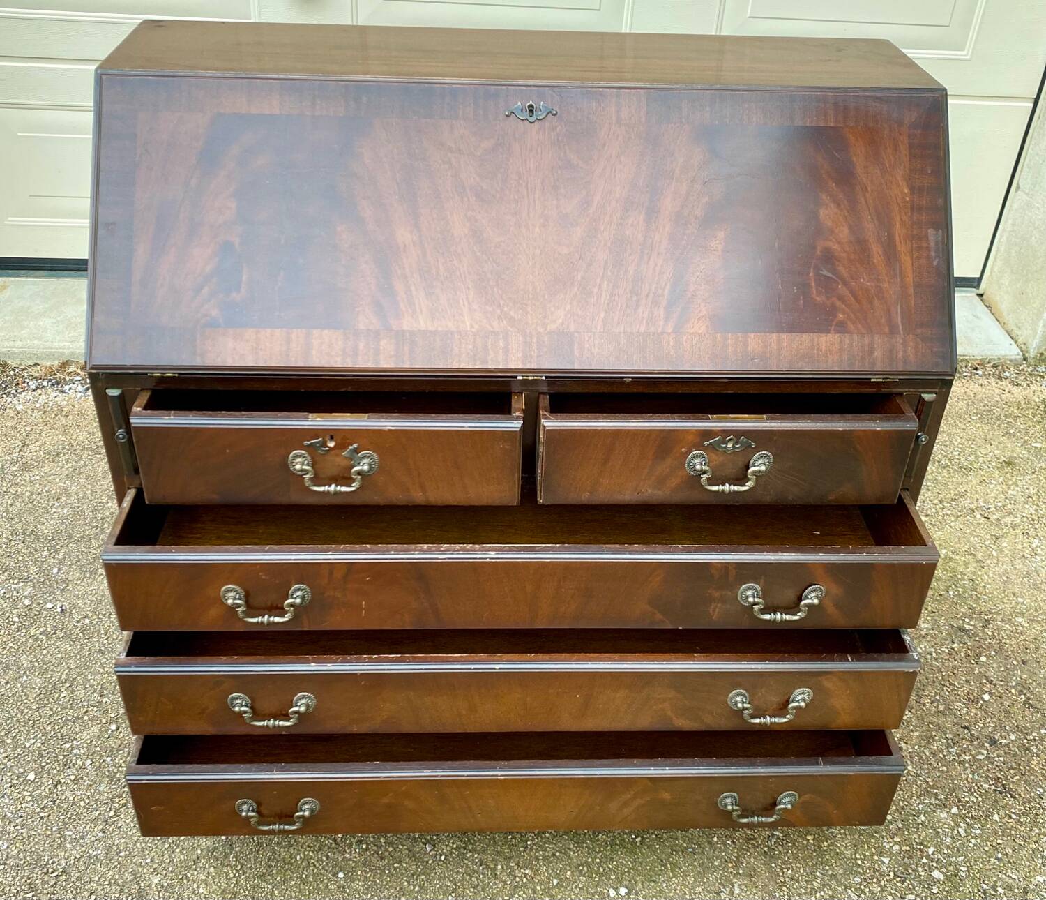 Secretary, chest of drawers, desk, scribe in solid mahogany