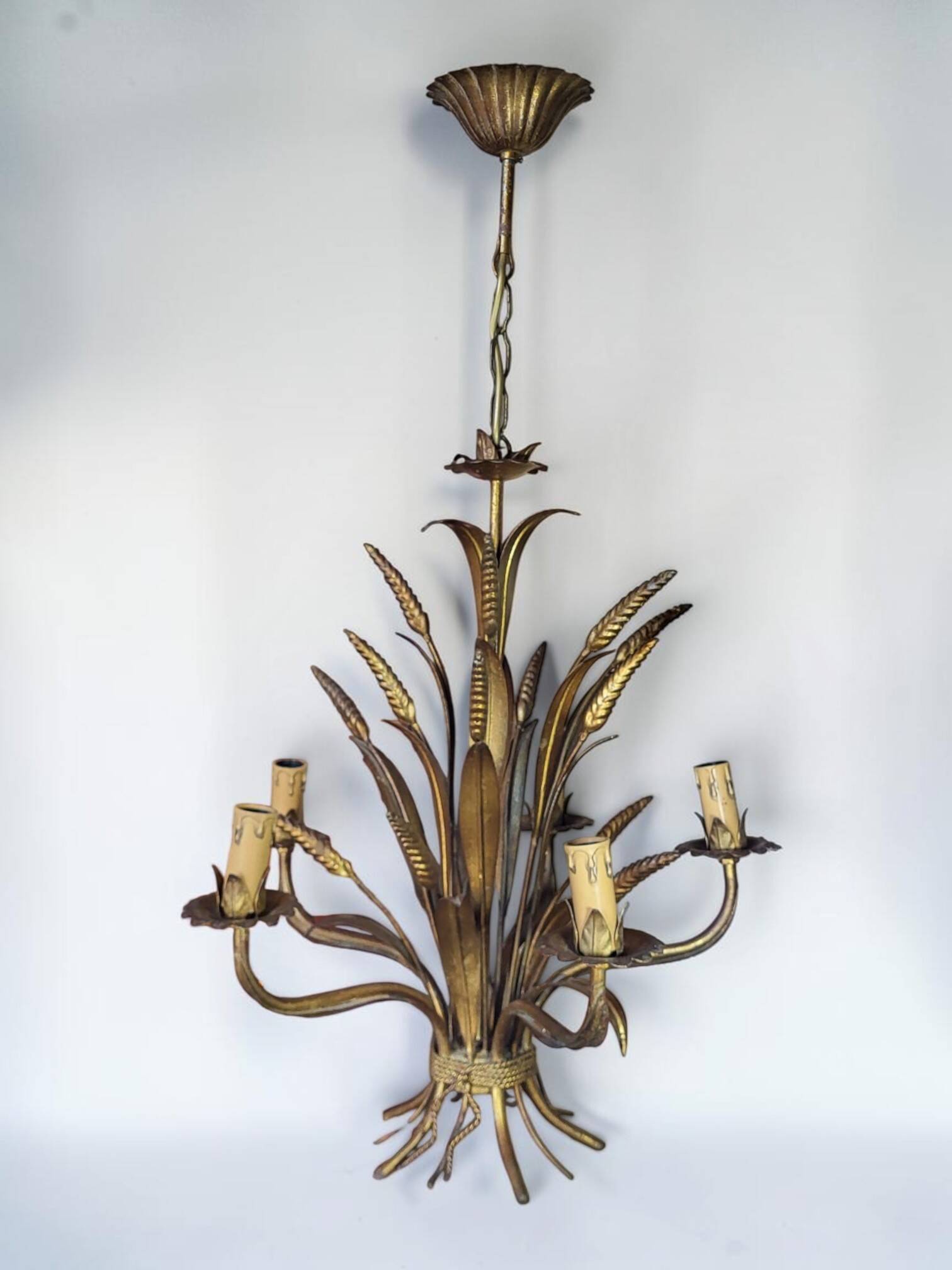Lustre métal doré Hollywood Regency, Hans Kögl 1970's