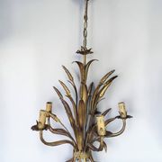 Golden metal chandelier Hollywood Regency, Hans Kögl 1970s