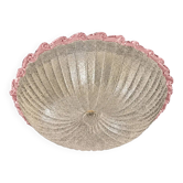 Plafonnier en verre de Murano "Budino" en graniglia blanche italienne de style vintage des années 1970.