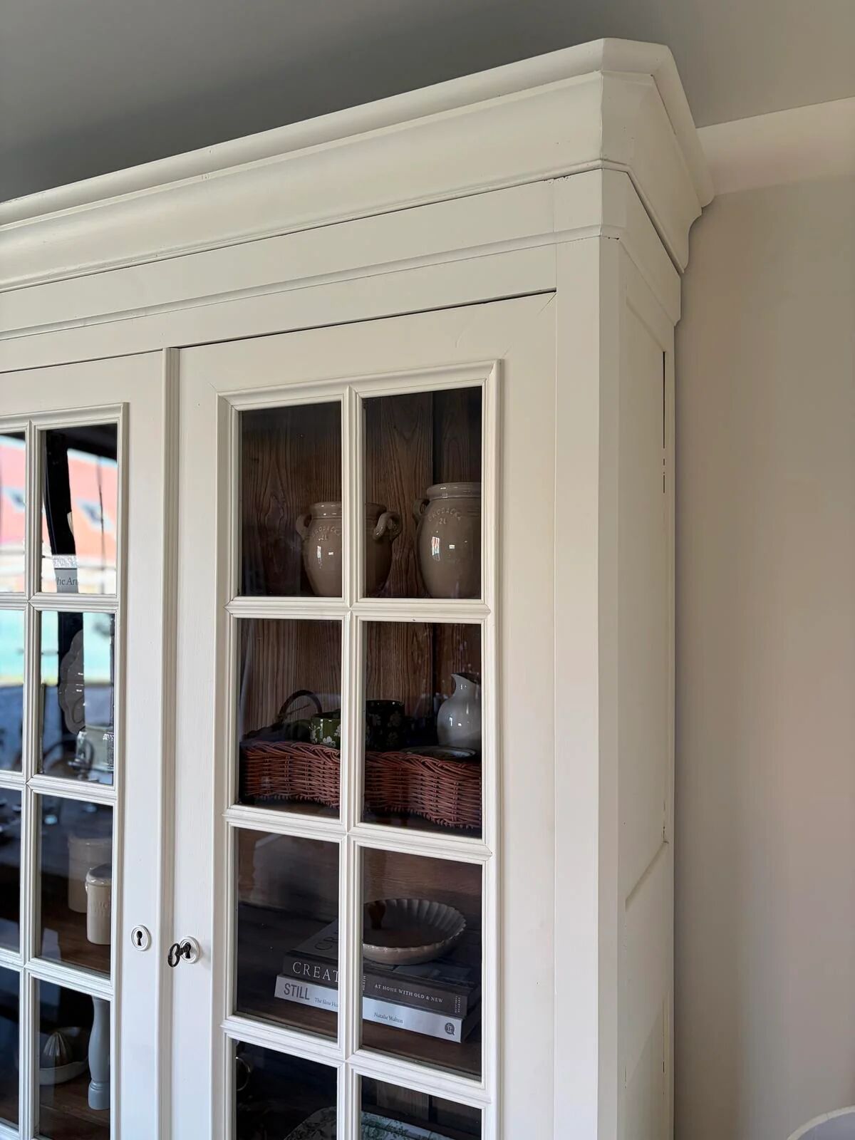 Oak and cherry display cabinet