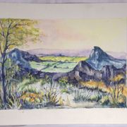Watercolour depicting a landscape around Lake Guéry, Mont-Dore.