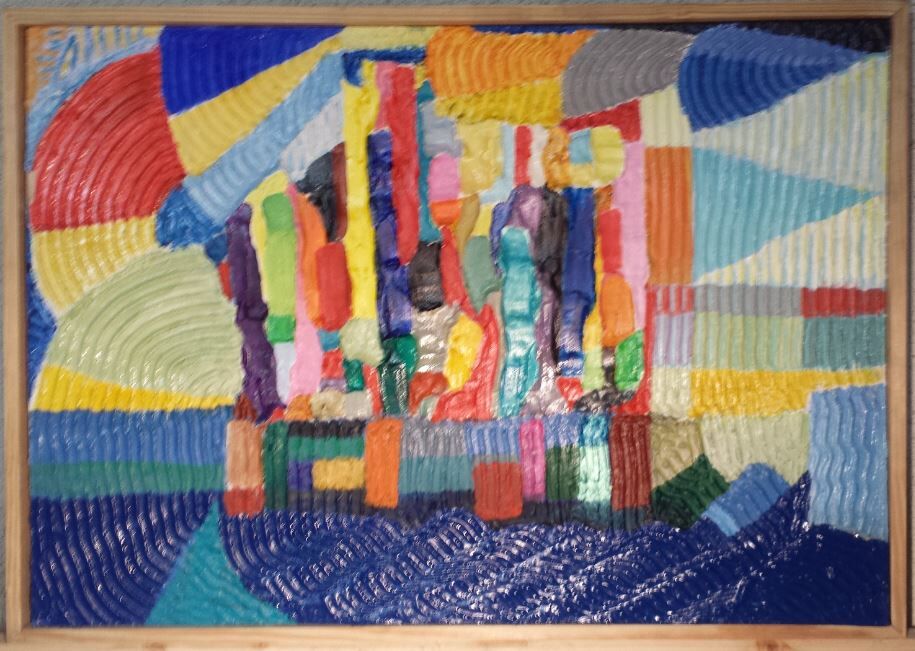 Multicolored abstract oil impressionist painting "isola bella"