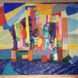 Multicolored abstract oil impressionist painting "isola bella"