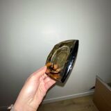 Black tinted glass ashtray 70's