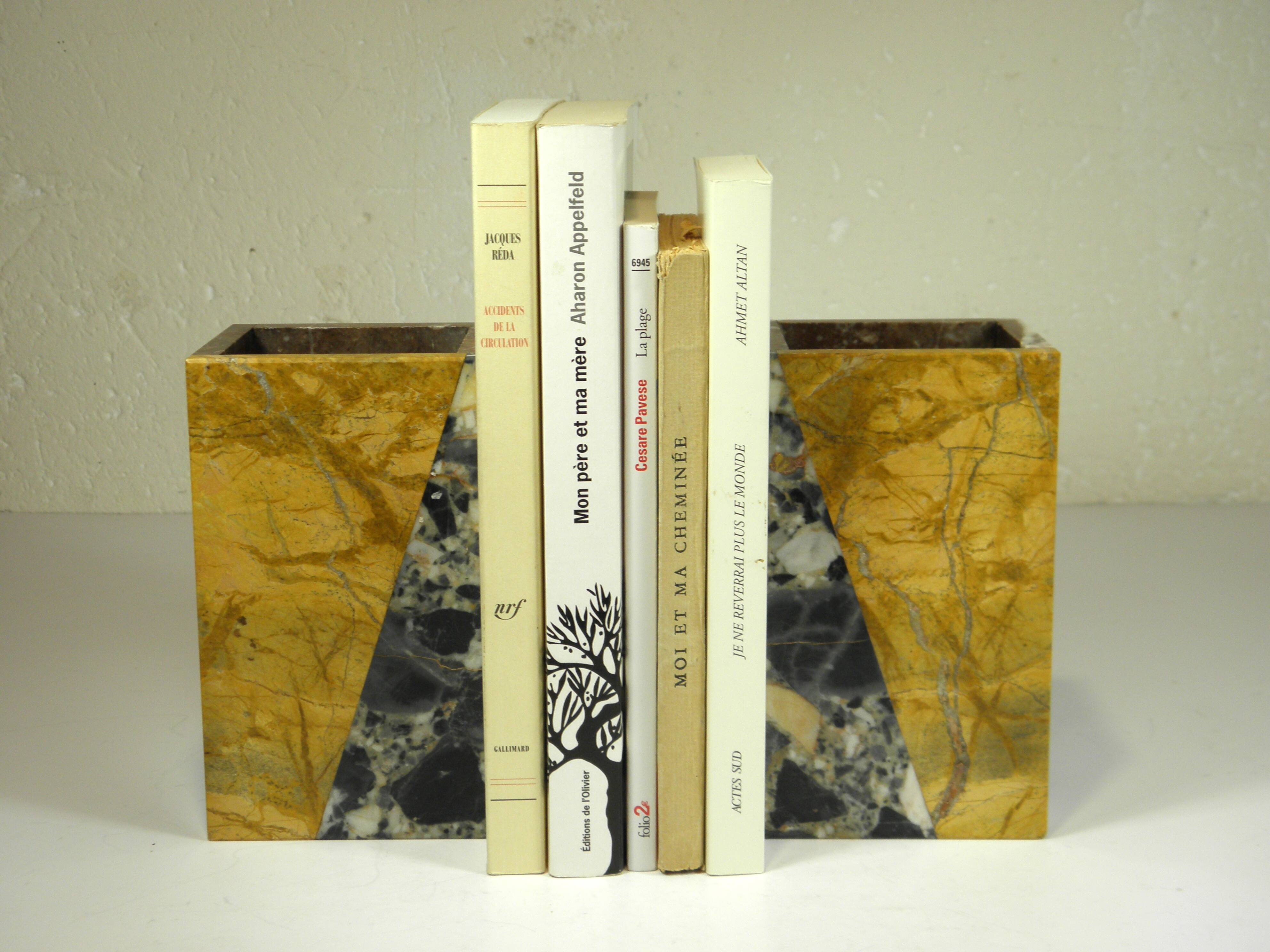 Pair of Art Deco marble bookends
