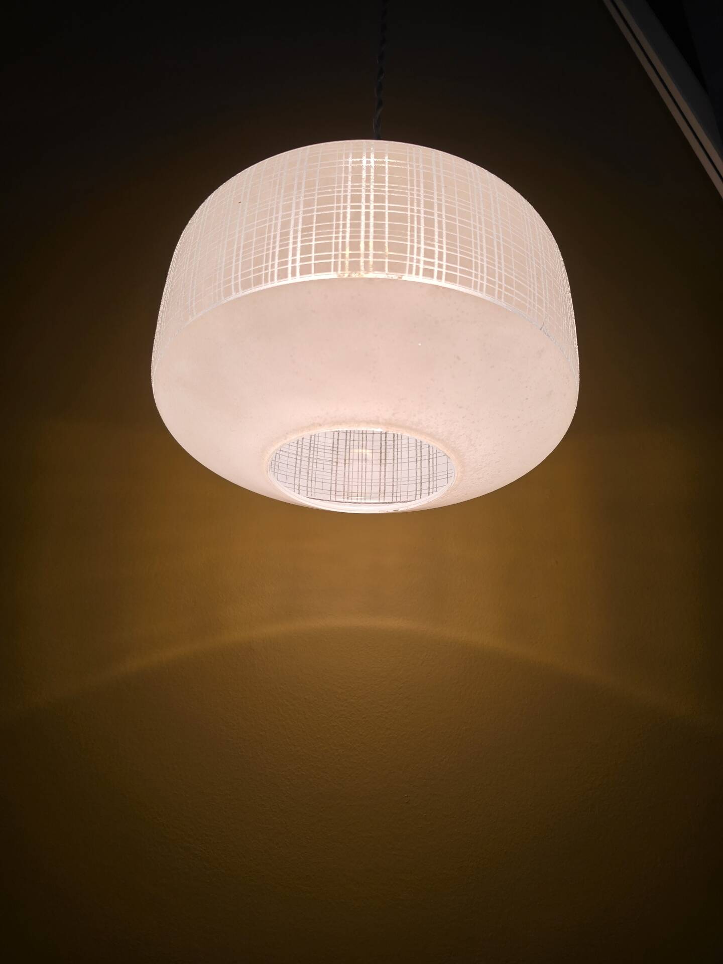 Vintage white striped glass checkered suspension globe