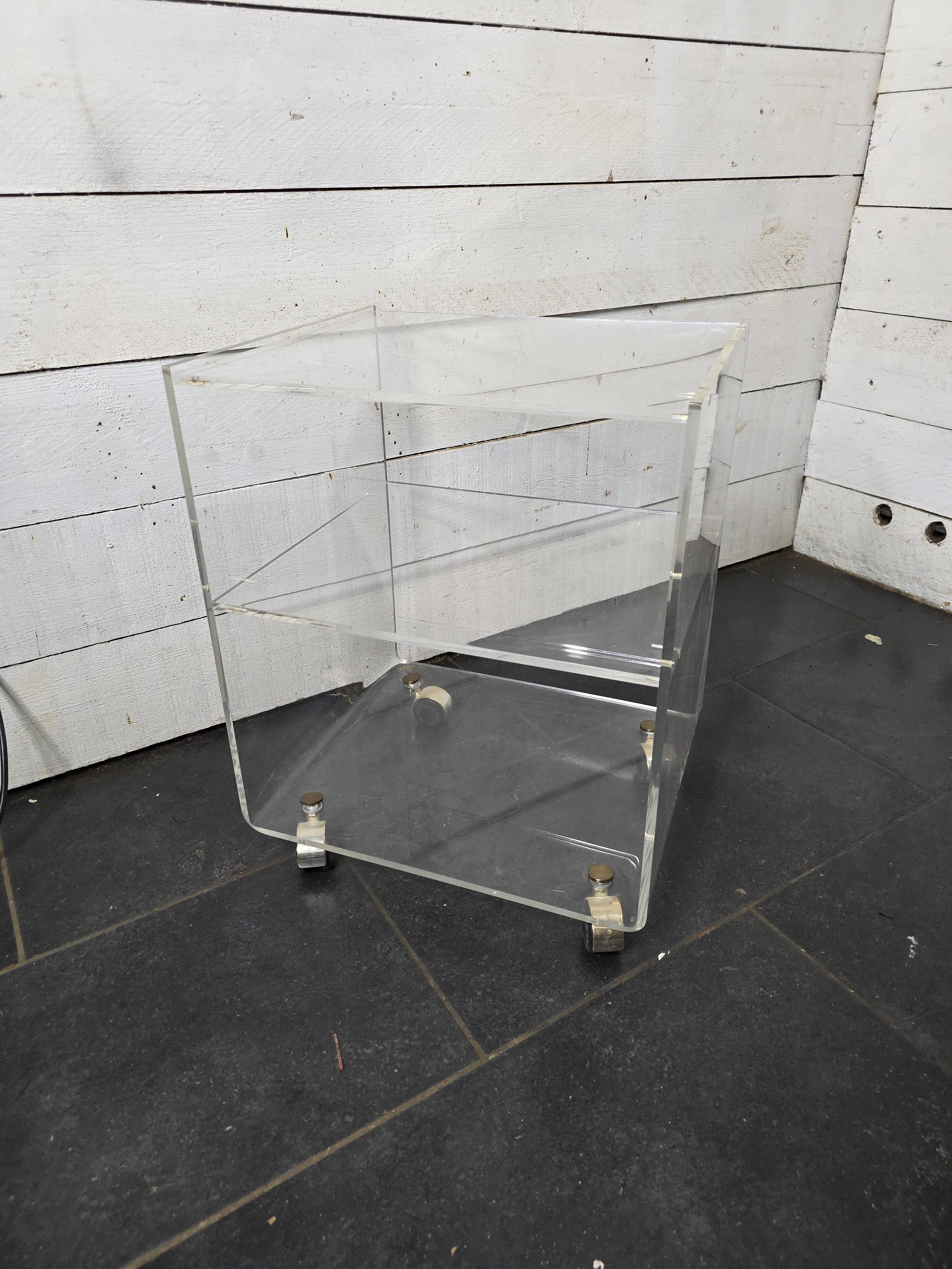 1970s Plexiglas Bedside Table