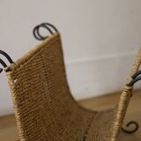 wicker and wrought iron magazine rack