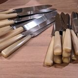 Set of 25 horn and stainless steel knives