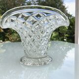 Glass basket vase 50s