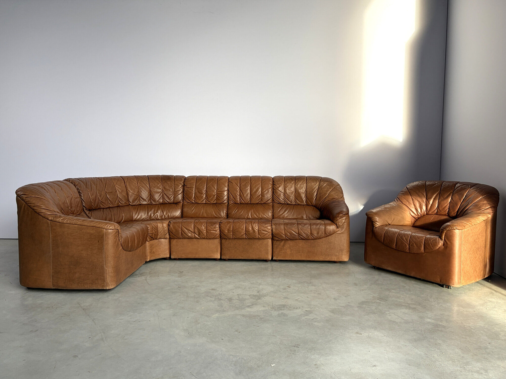 Vintage brown leather modular sofa by, 1970s