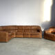 Vintage brown leather modular sofa by, 1970s
