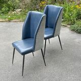 Set of blue dining chairs, Italy, 1950s