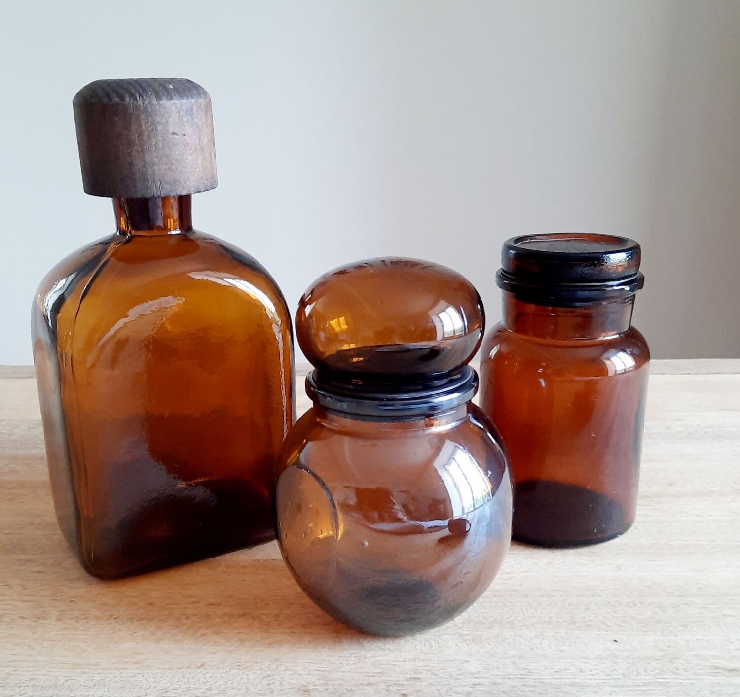 Amber glass bottles