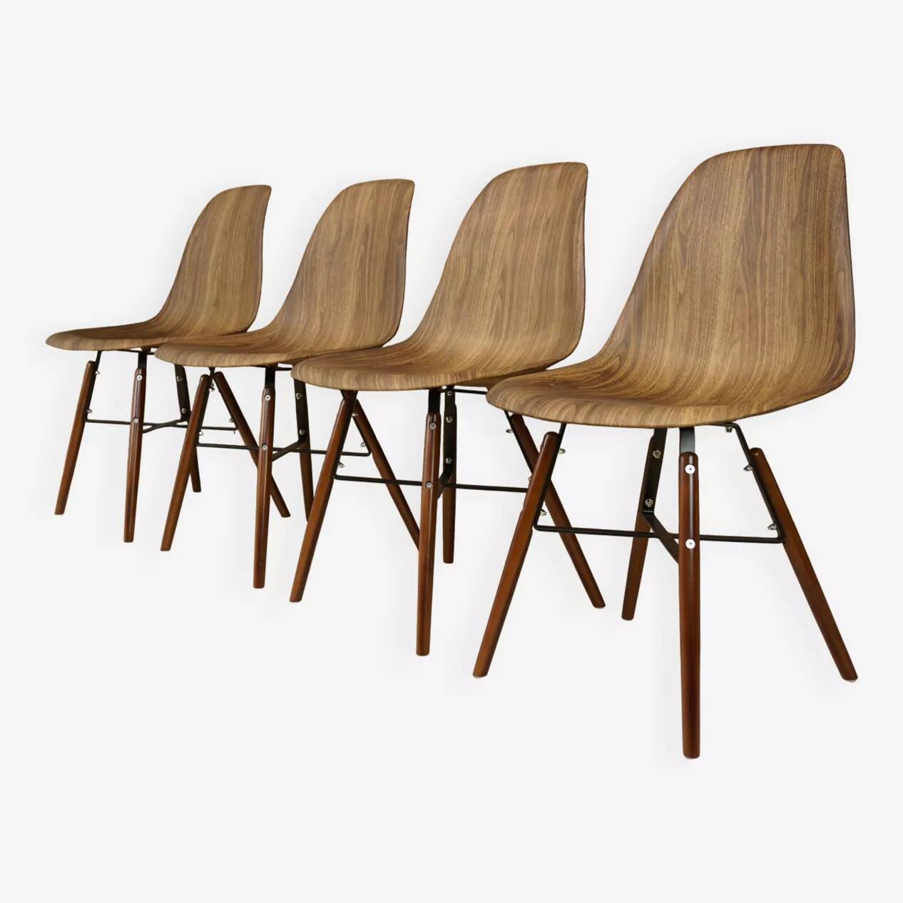 4 chairs in abs, wood and metal