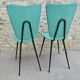 Pair of chairs from the 50s, metal compass legs and Skaï