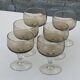 6 champagne glasses in brown and transparent glass vintage 1970