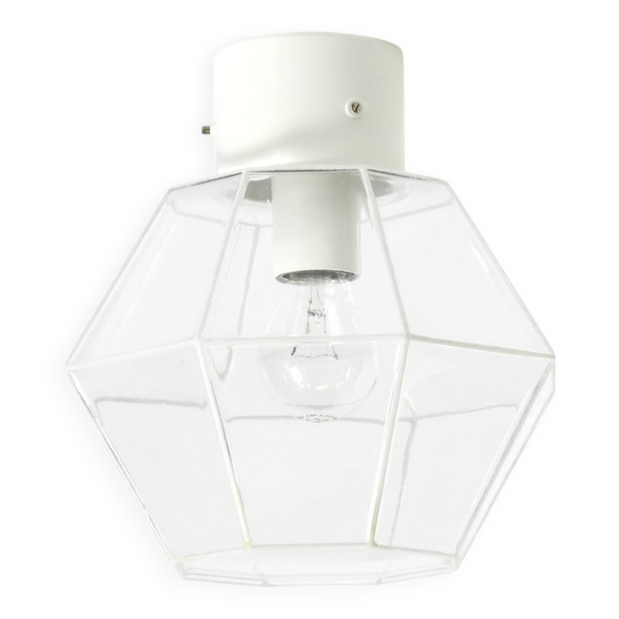 1970s Limburg glass ceiling lamp in octagon shape with its original box