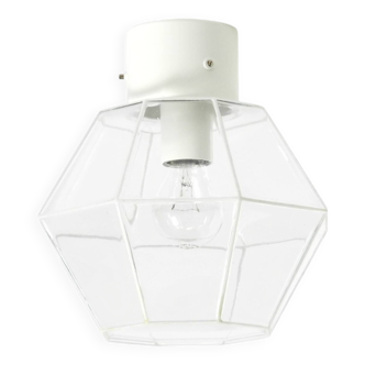 1970s Limburg glass ceiling lamp in octagon shape with its original box