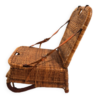 English vintage rattan beach chair