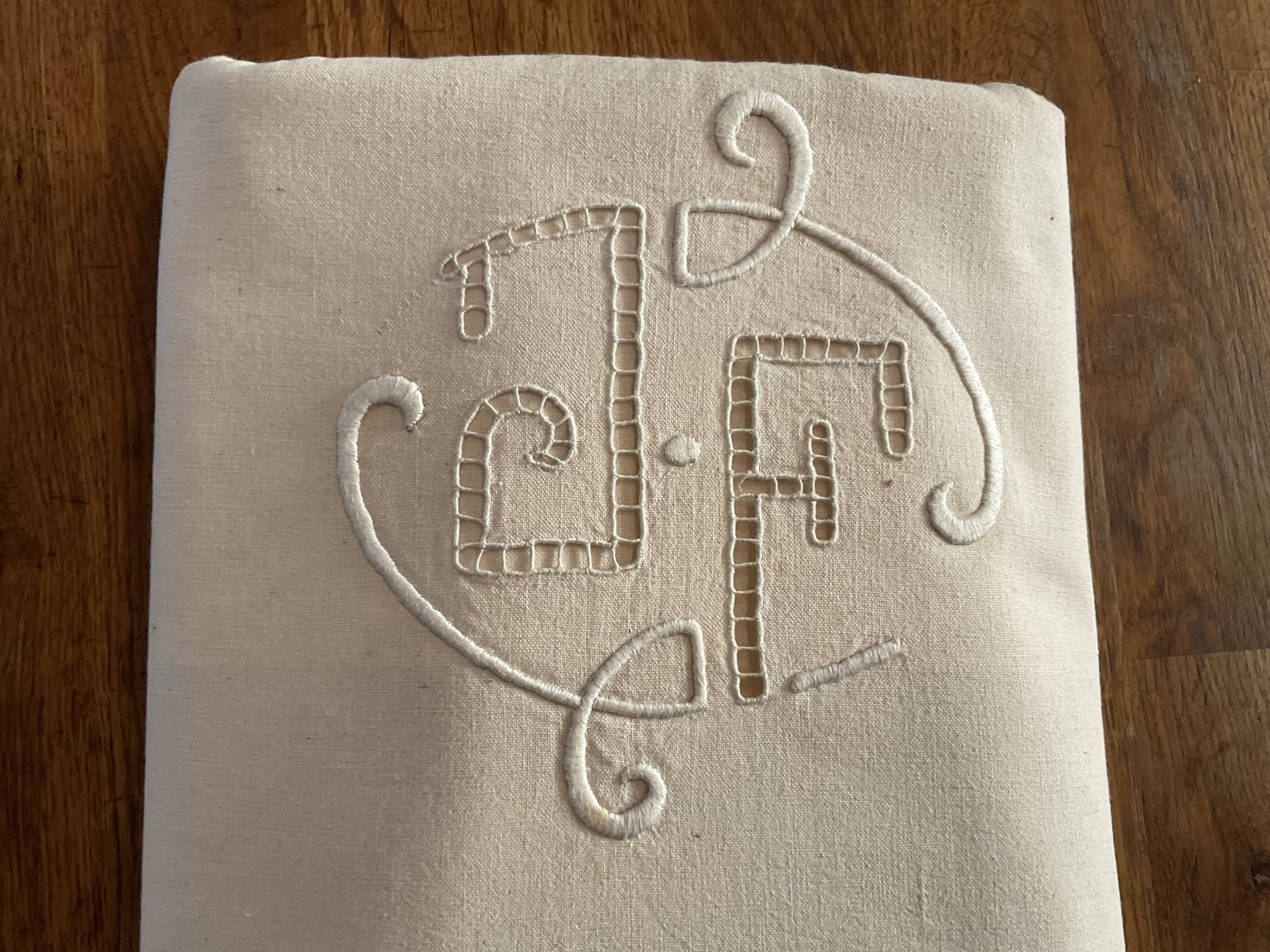 Old embroidered sheet. J F