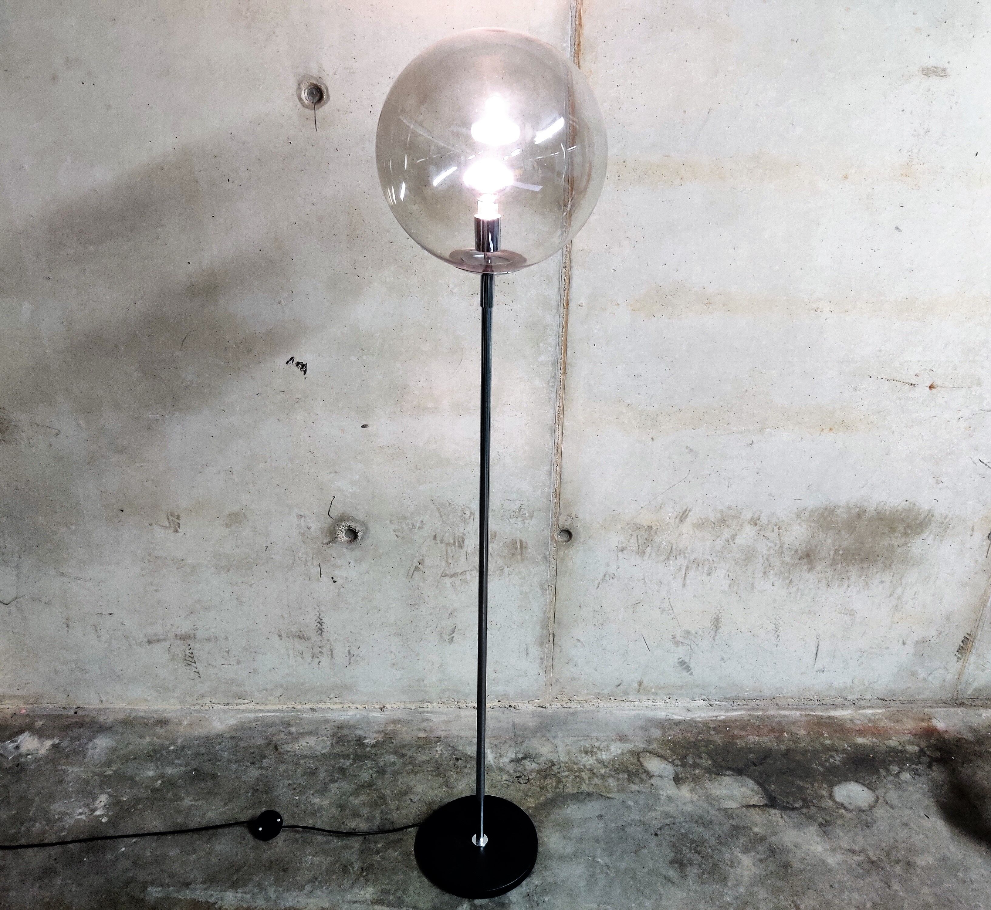 Vintage smoked glass floor lamp, 1970s
