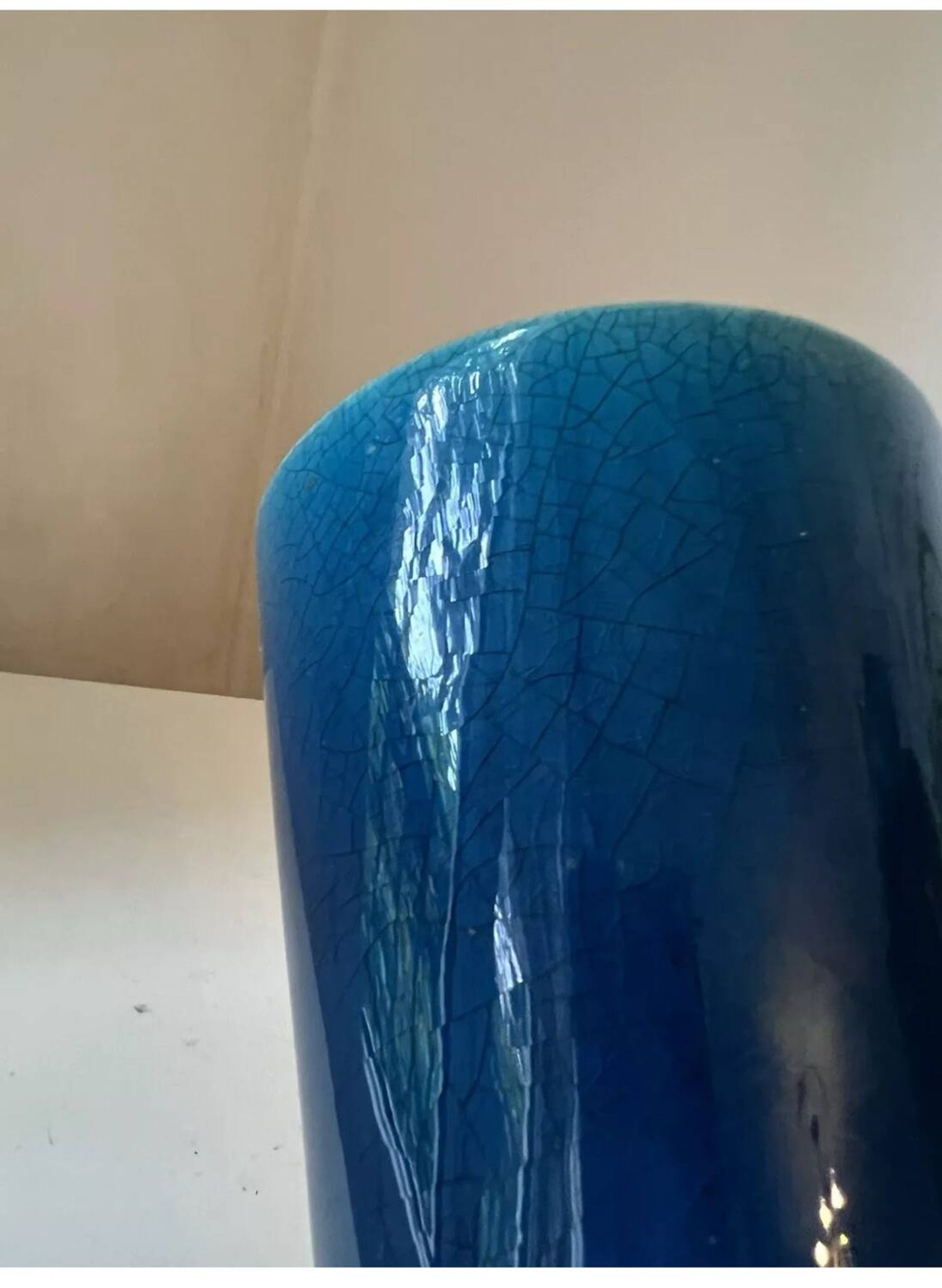 Vase pot verre céramique bleu