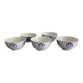 Lot Bol Riz Thé Bleu Blanc Porcelaine Chine Bleu Cobalt Dragons Impériaux