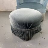 Blue toad armchair and its footrest