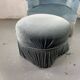 Blue toad armchair and its footrest