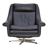 Fauteuil pivotant à dossier haut danois des années 1960 par Aage Christensen, en cuir.