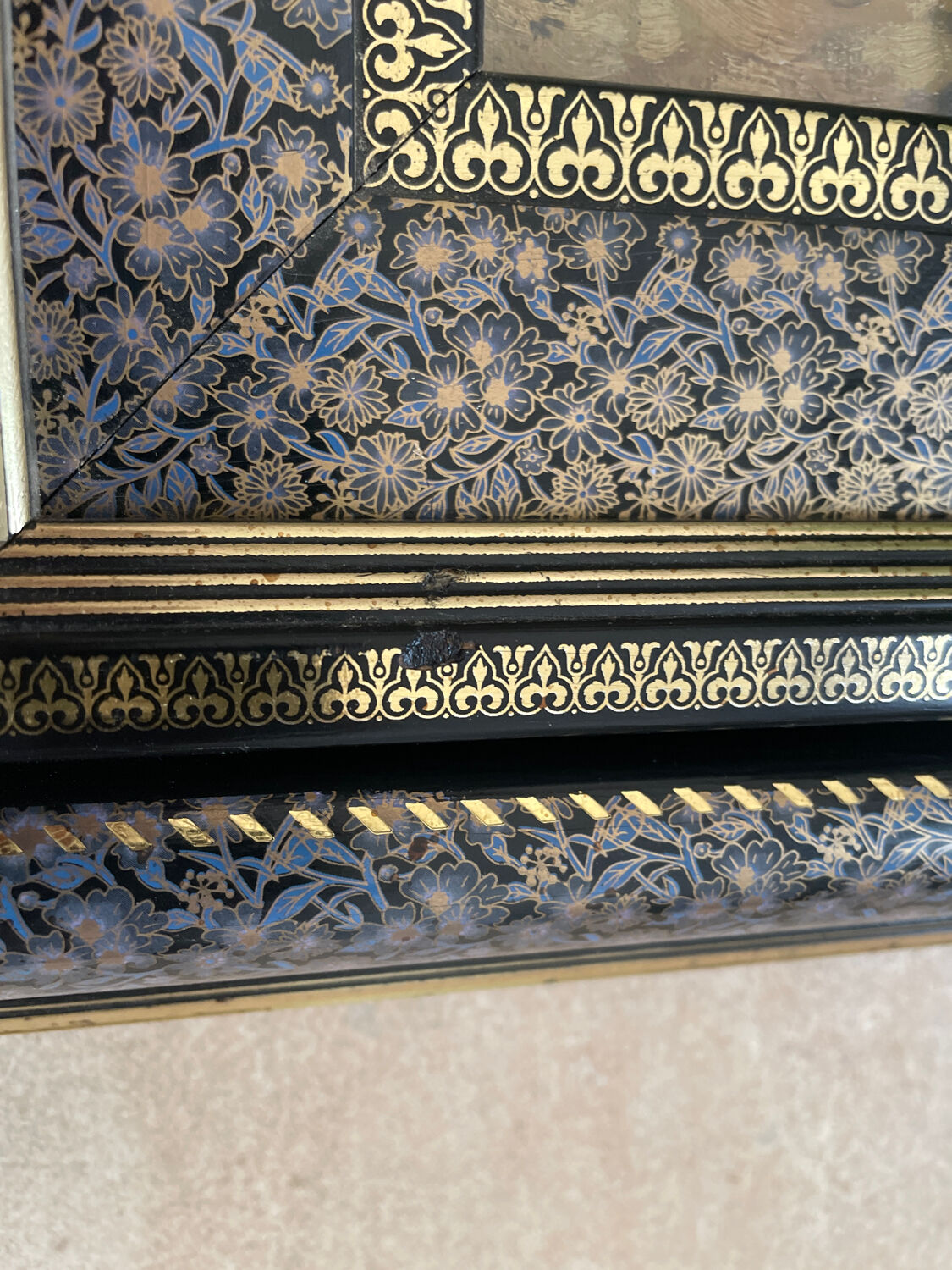 Table XIXth oil on cardboard signed A . Vincent